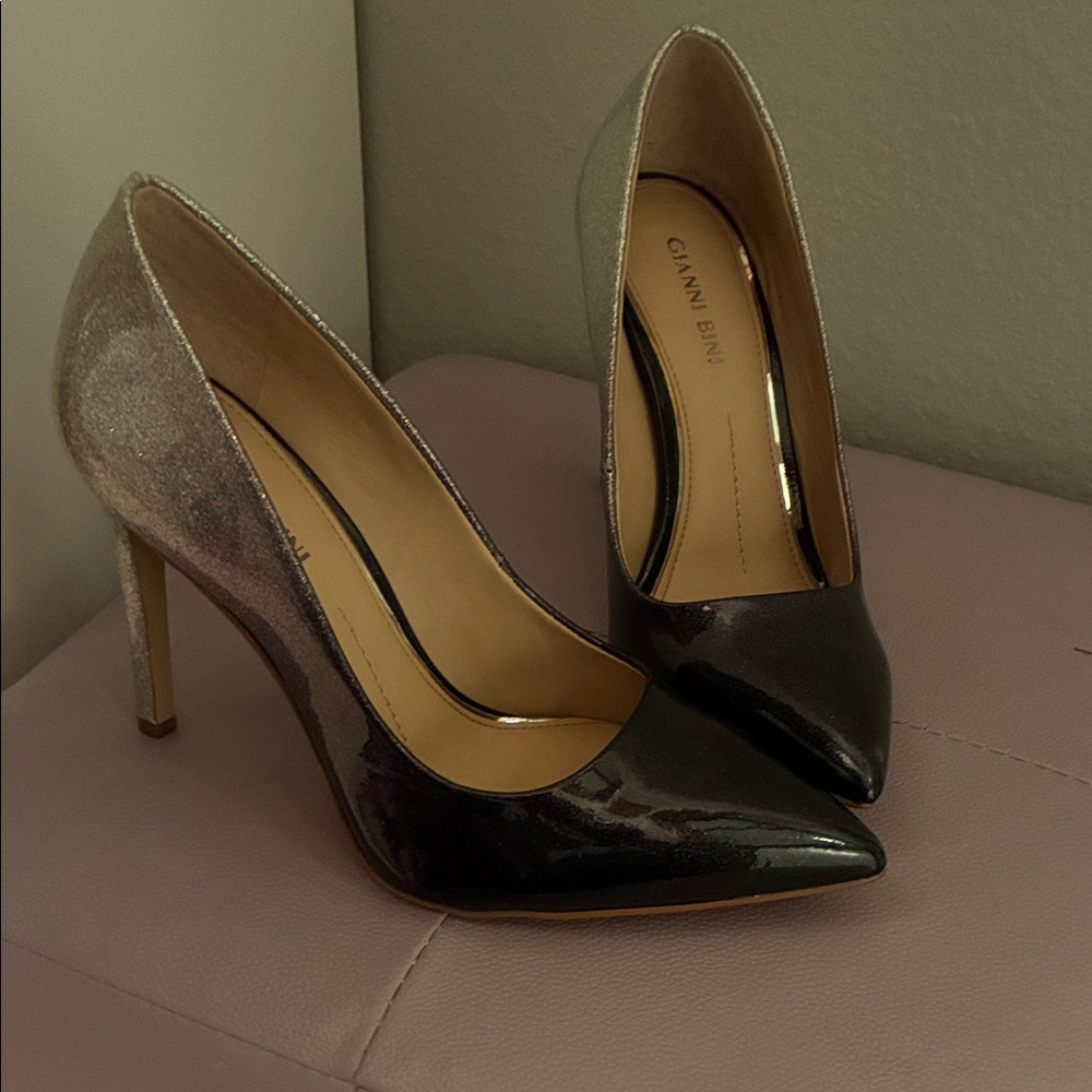 Gianni Bini Black and Silver Heels